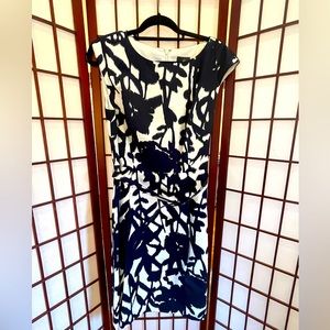Brand new fit and flare Adriana Papell blue and white dress.